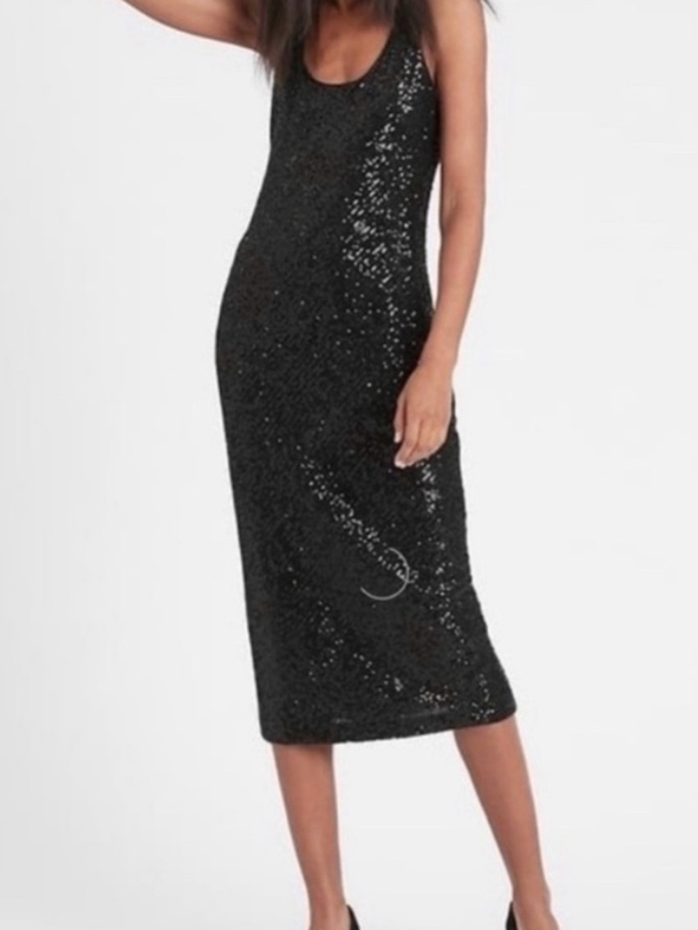 Banana Republic Black Sequin Midi Dress